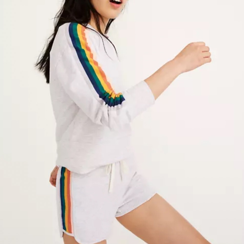 Madewell Gray Sweatshirt with Rainbow Stripes